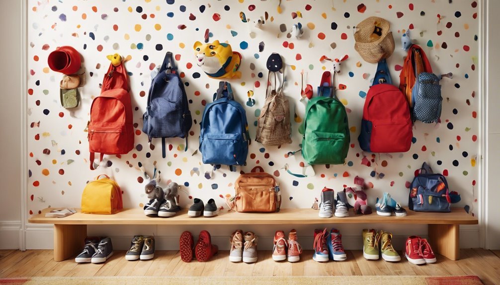kids backpack and jacket hooks