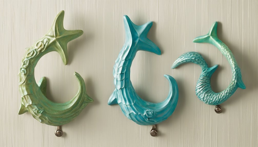 mermaid themed accessory hanging hooks