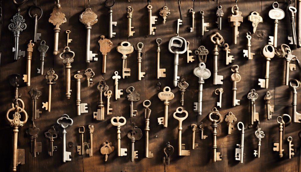 vintage keys display hooks