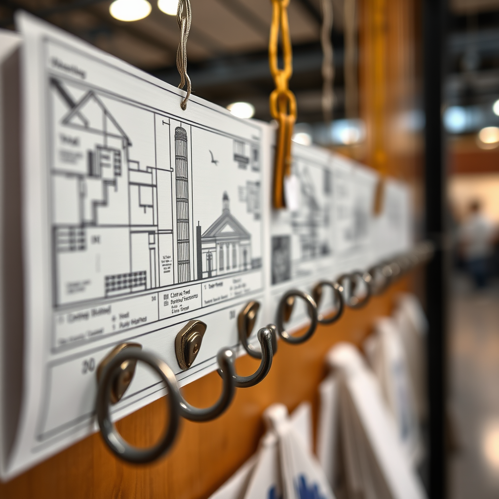 Ideal Hook Designs for Floating Displays - Best hooks for displaying floating architecture blueprints
