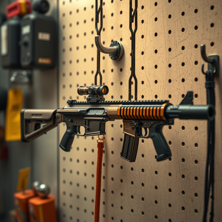 Hooks for Organizing Retro-Futuristic Weapon Replicas