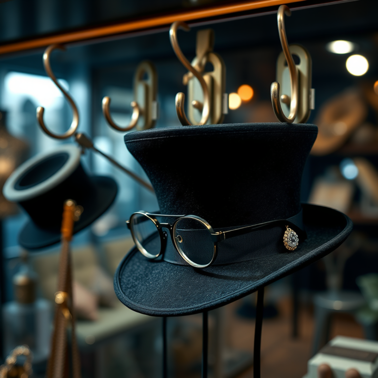 Hanging Hooks for Storing Top Hats and Monocles