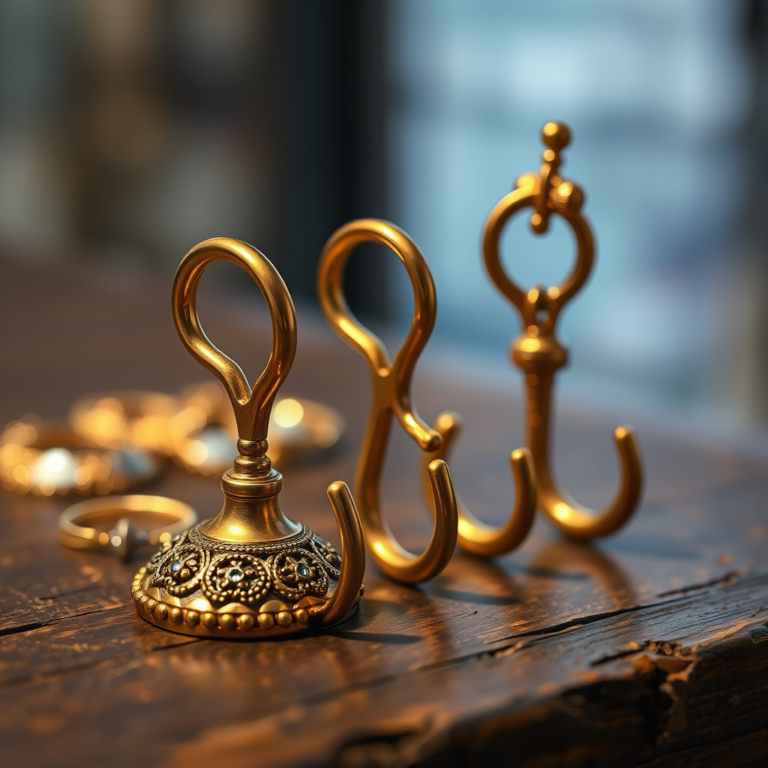 Hooks for Securing Handmade Brass and Glass Contraptions