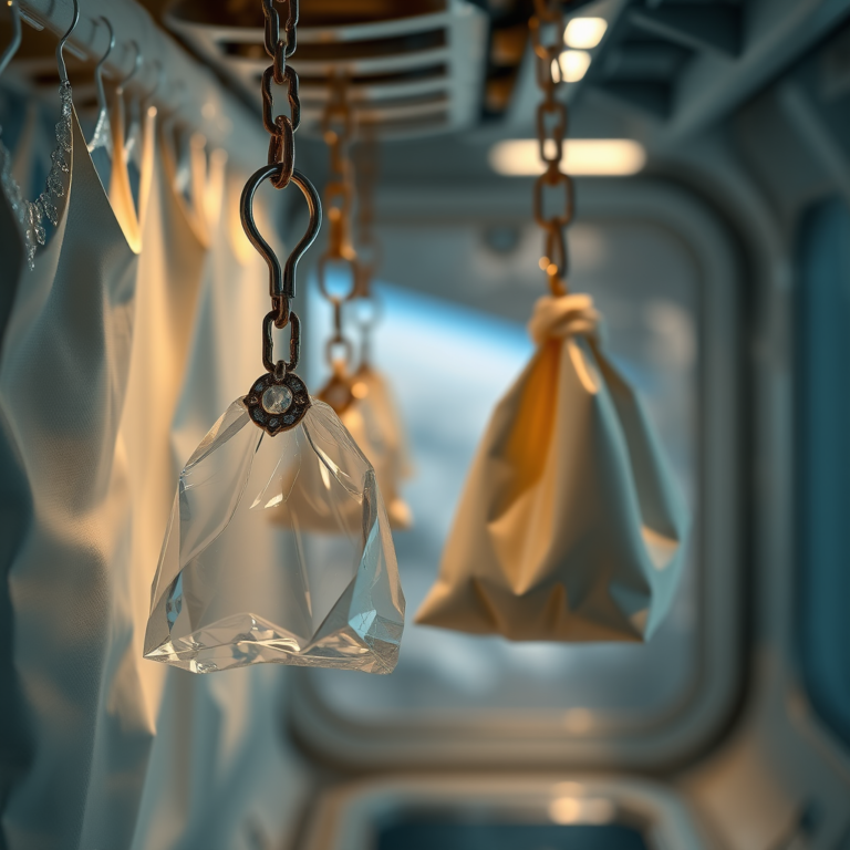 Hooks for Securing Floating Storage Bags in Spacecraft