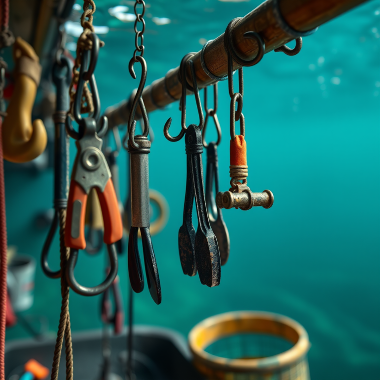 Hanging Hooks for Efficient Storage of Underwater Farming Tools