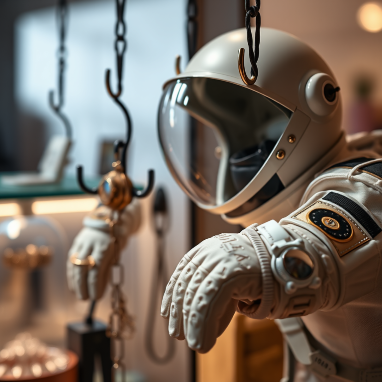 Hanging Hooks for Storing Astronaut Gloves and Helmets