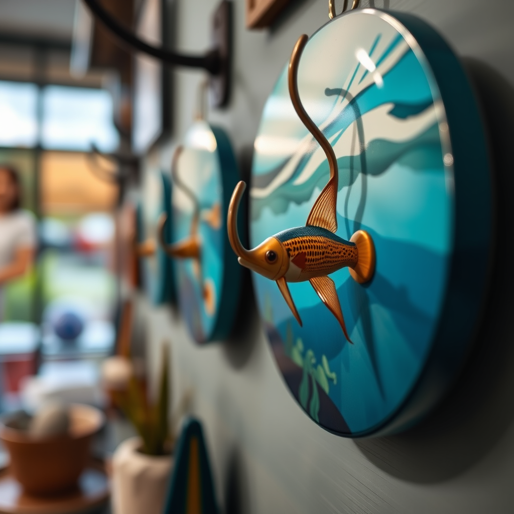 Preparing Your Space - Hanging hooks for displaying aquatic-themed art