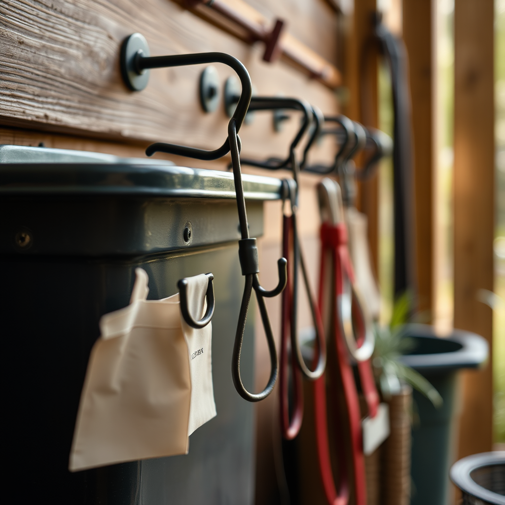 Types of Hooks Suitable for Composting Areas - Hanging hooks for organizing composting bins