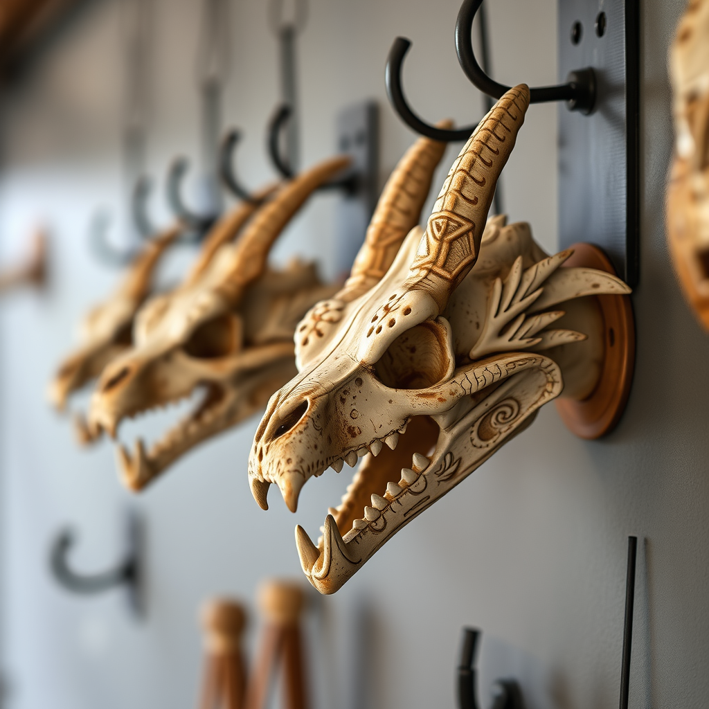 Best Materials for Hooks - Hanging hooks for organizing dragon skull replicas