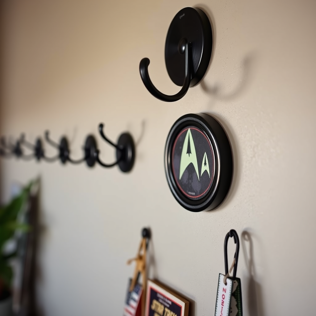 Optimal Placement for Display - Hanging hooks for organizing Star Trek memorabilia