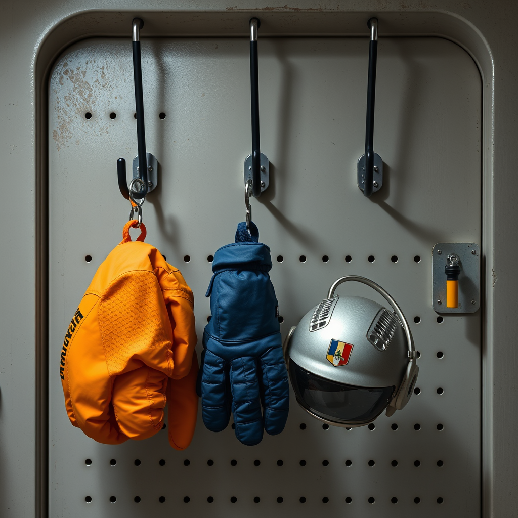Types of Hanging Hooks - Hanging hooks for storing astronaut gloves and helmets