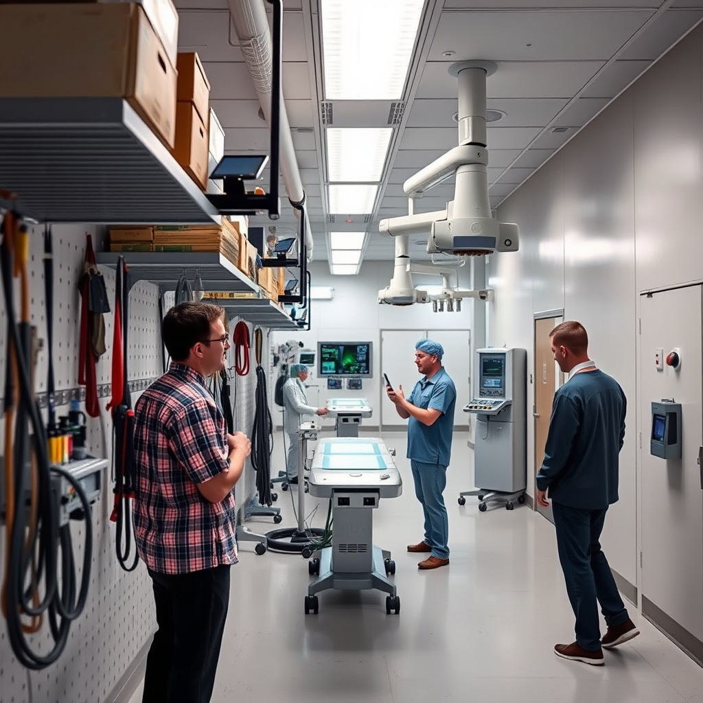 Importance of Proper Equipment Storage - Hanging hooks for storing robotic surgery equipment