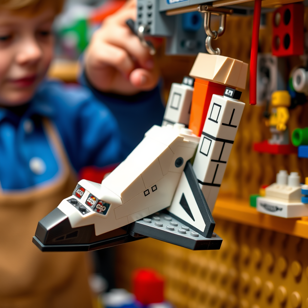 How to Safely Hang Your LEGO Sets - Hanging hooks for storing space shuttle LEGO sets