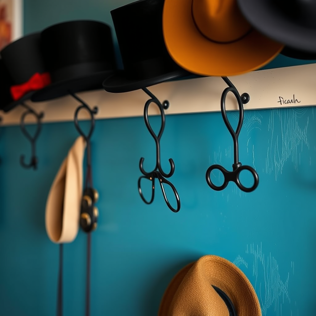 Types of Hanging Hooks for Top Hats - Hanging hooks for storing top hats and monocles