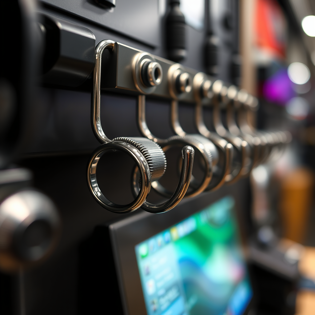 Organizing Accessories by Type - Hooks for storing cybernetic tattoo machine accessories