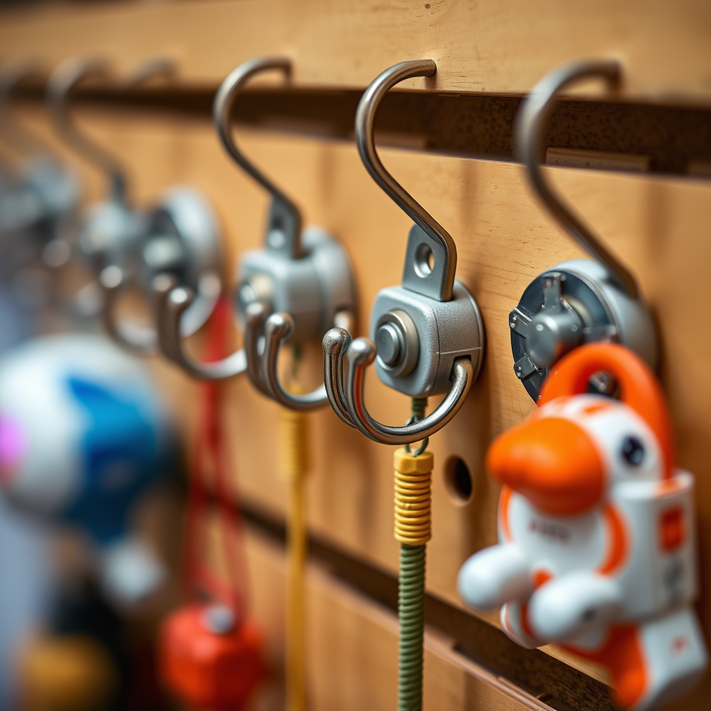 Creative Hook Arrangements - Hooks for storing space mission-themed toys