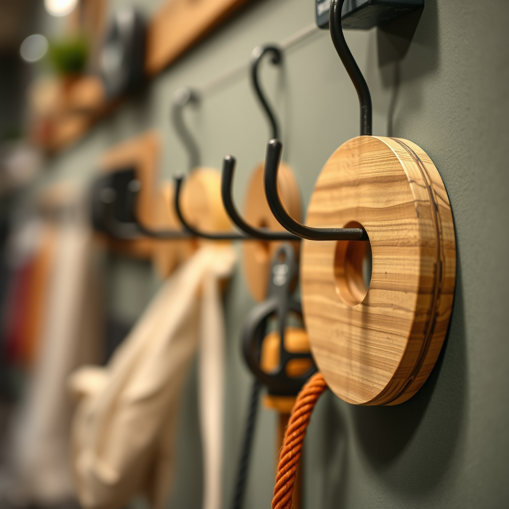 Sustainable Materials for Hooks - Hooks for storing sustainable DIY tools